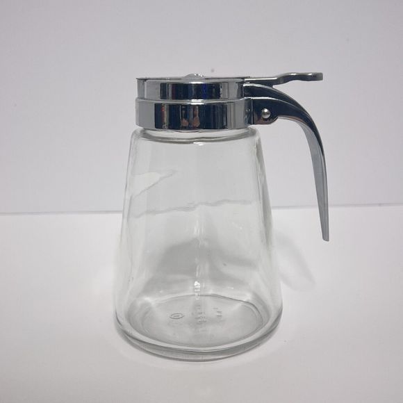 GEMCO Glass Syrup Dispenser Pourer, Chrome Handle, USA - Picture 3 of 6
